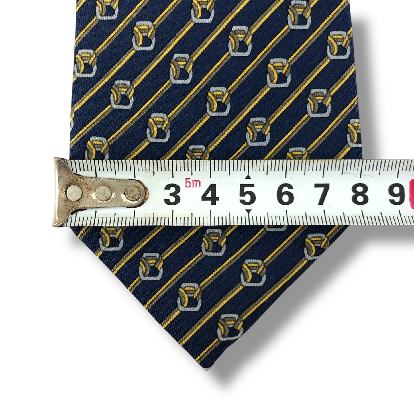 【7575】良品！エルメス　ネクタイ　ネイビー系