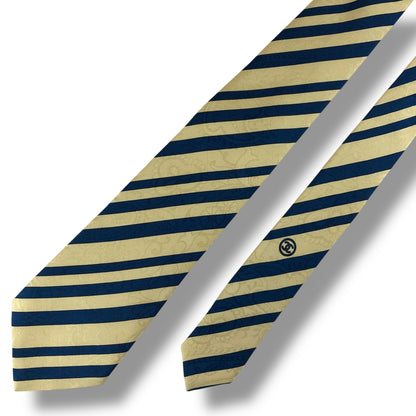 【7578】良品！シャネル　ネクタイ　ゴールド系　ストライプ柄系