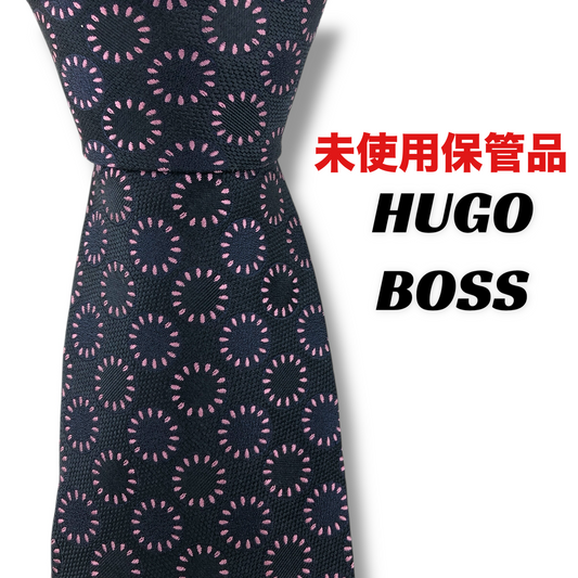 【7579】未使用保管品　ヒューゴボス　ネクタイ　ネイビー系