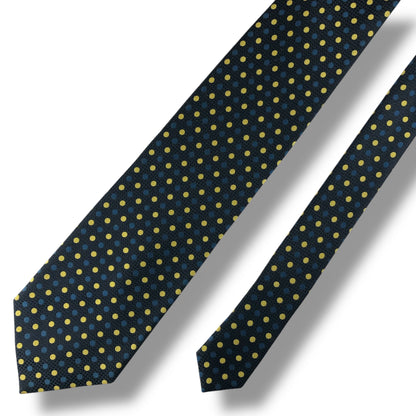 【7580】良品！タケオキクチ　ネクタイ　ネイビー系　ドット柄