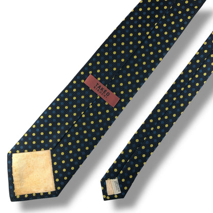 【7580】良品！タケオキクチ　ネクタイ　ネイビー系　ドット柄