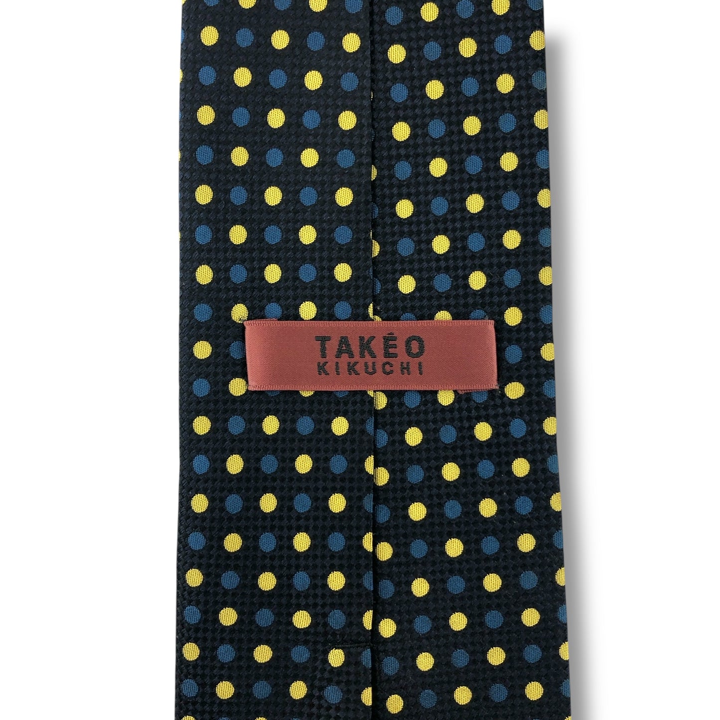 【7580】良品！タケオキクチ　ネクタイ　ネイビー系　ドット柄