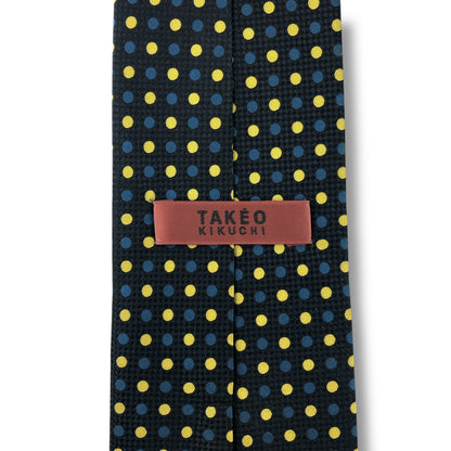 【7580】良品！タケオキクチ　ネクタイ　ネイビー系　ドット柄