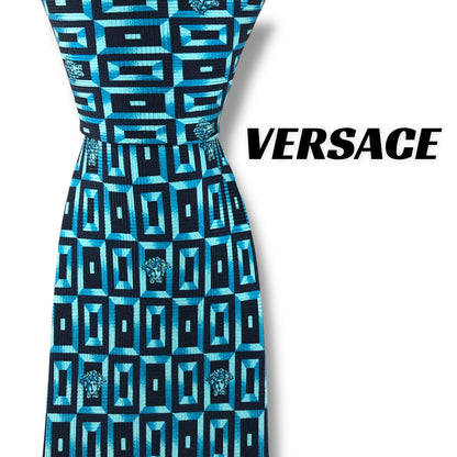 【7581】良品！ヴェルサーチ　ネクタイ　水色系　メデューサ