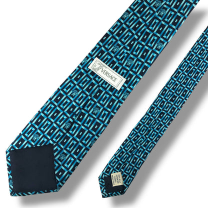 【7581】良品！ヴェルサーチ　ネクタイ　水色系　メデューサ