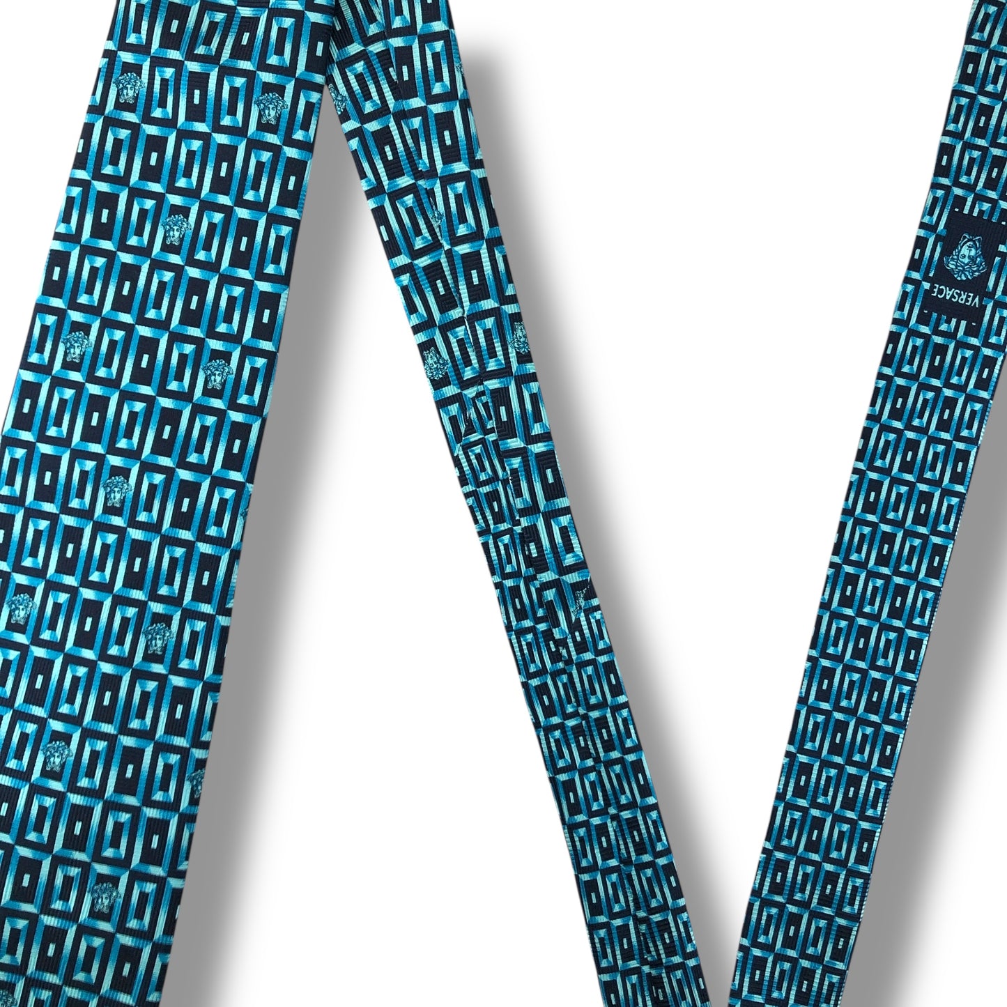 【7581】良品！ヴェルサーチ　ネクタイ　水色系　メデューサ