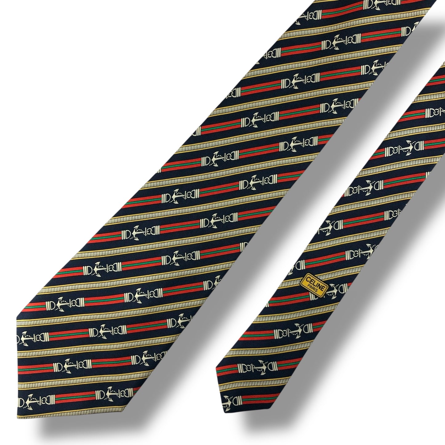 【7582】美品ー良品！セリーヌ　ネクタイ　ネイビー系