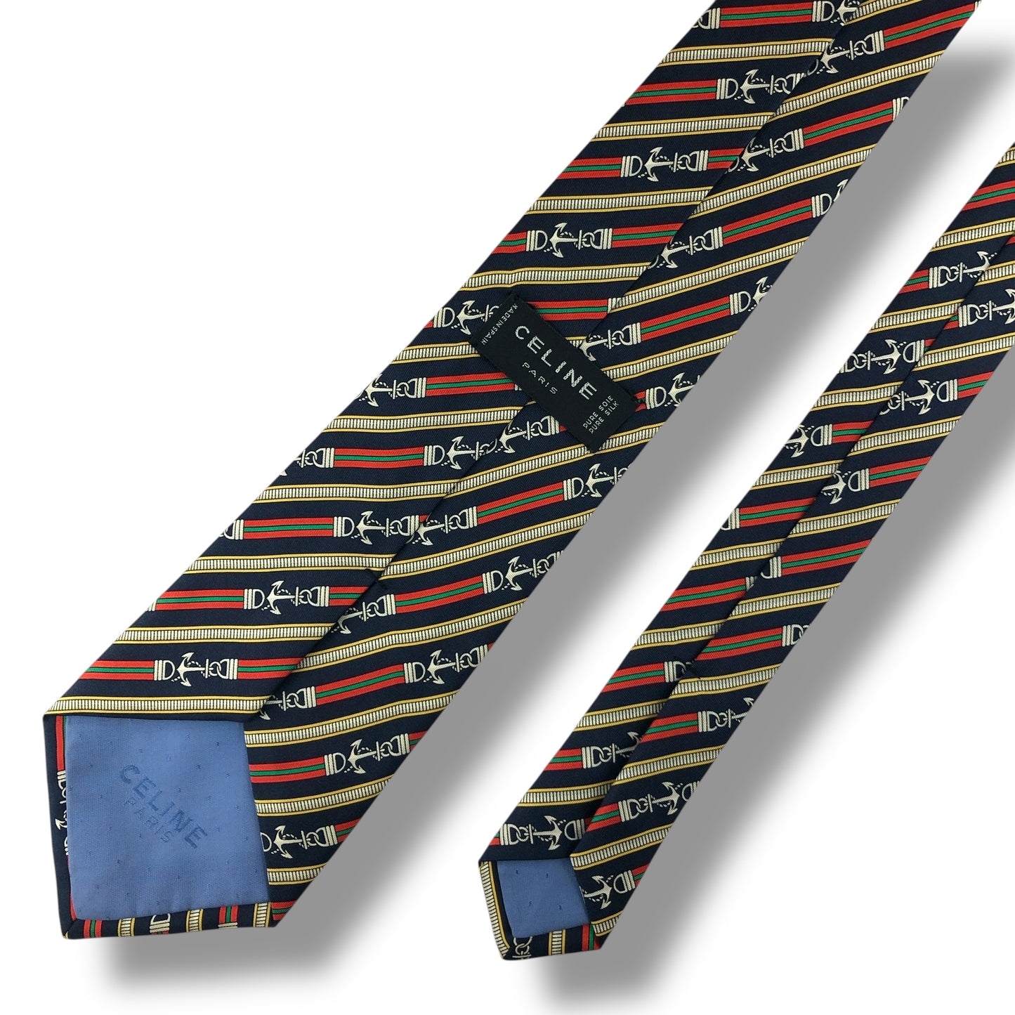 【7582】美品ー良品！セリーヌ　ネクタイ　ネイビー系