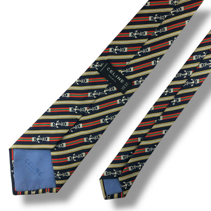 【7582】美品ー良品！セリーヌ　ネクタイ　ネイビー系