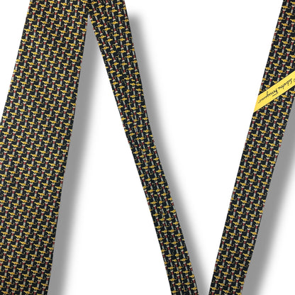 【7584】良品！サルヴァトーレフェラガモ　ネクタイ　ブラック系　ヒョウ柄