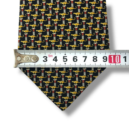 【7584】良品！サルヴァトーレフェラガモ　ネクタイ　ブラック系　ヒョウ柄