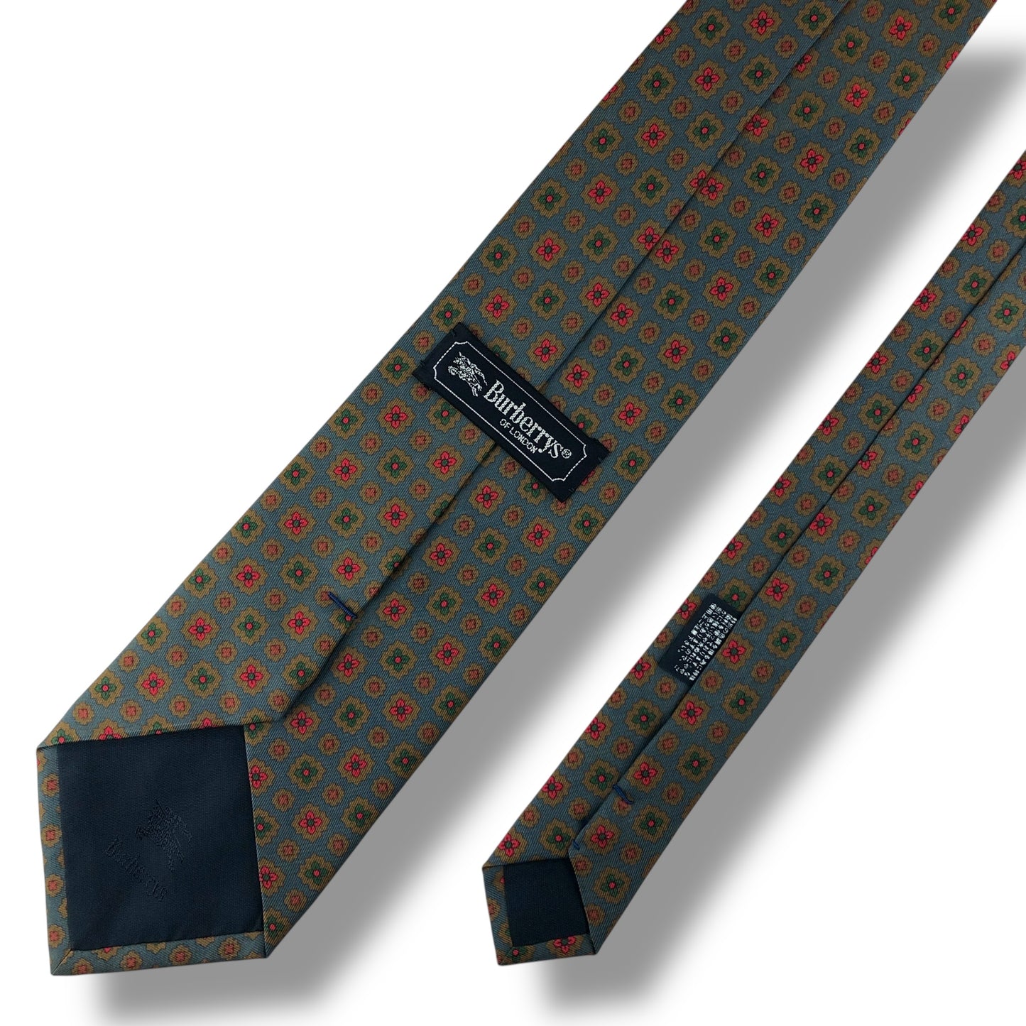 【7585】良品！バーバリー　ネクタイ　グレー系　花柄