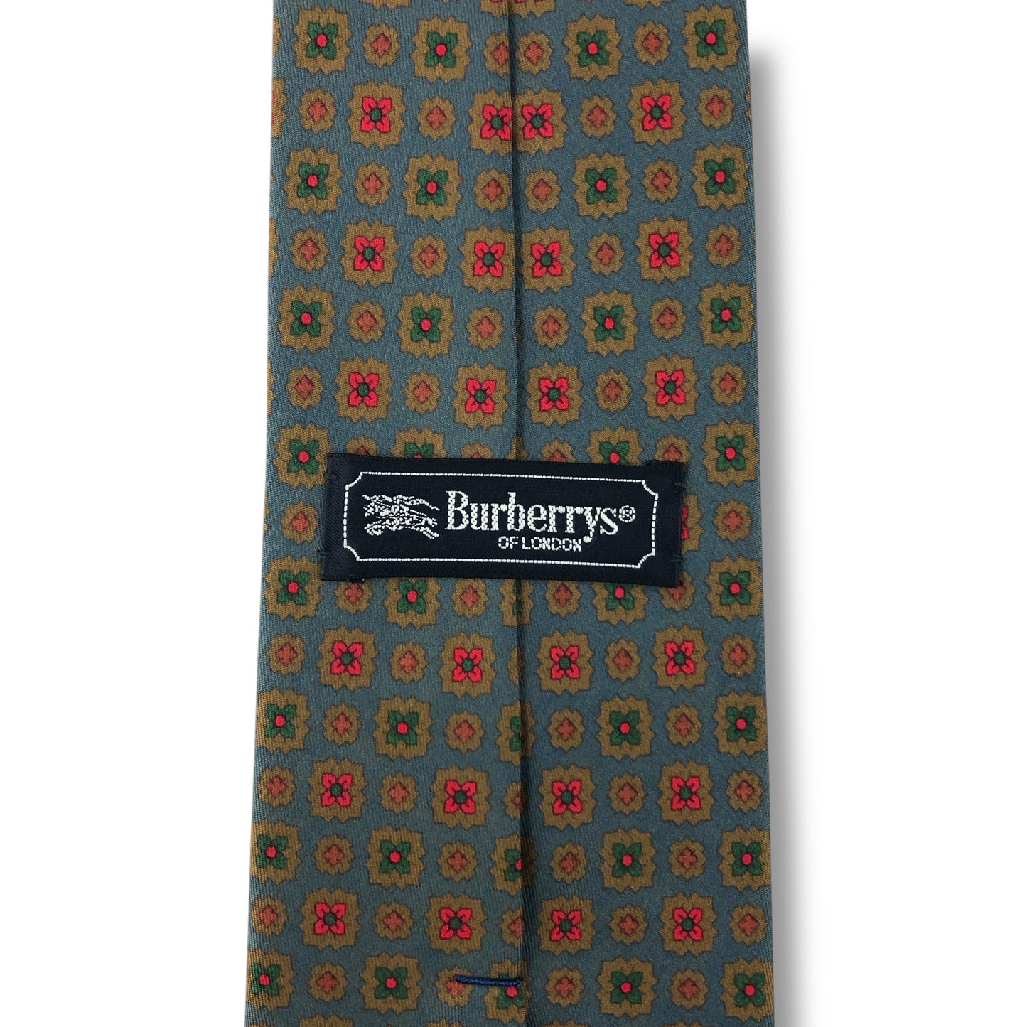 【7585】良品！バーバリー　ネクタイ　グレー系　花柄