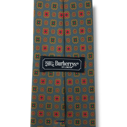 【7585】良品！バーバリー　ネクタイ　グレー系　花柄