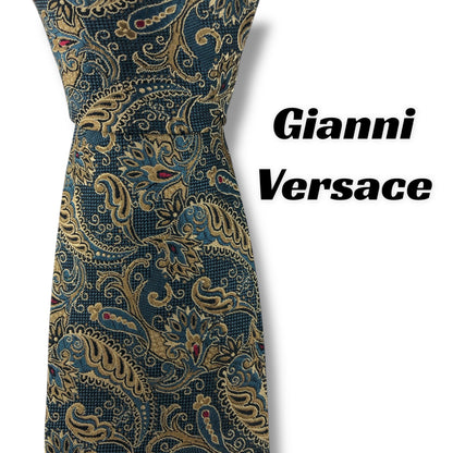 【7587】美品！ジャンニヴェルサーチ　ネクタイ　水色系