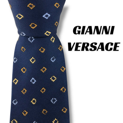 【7589】良品！ジャンニヴェルサーチ　ネクタイ　ネイビー系