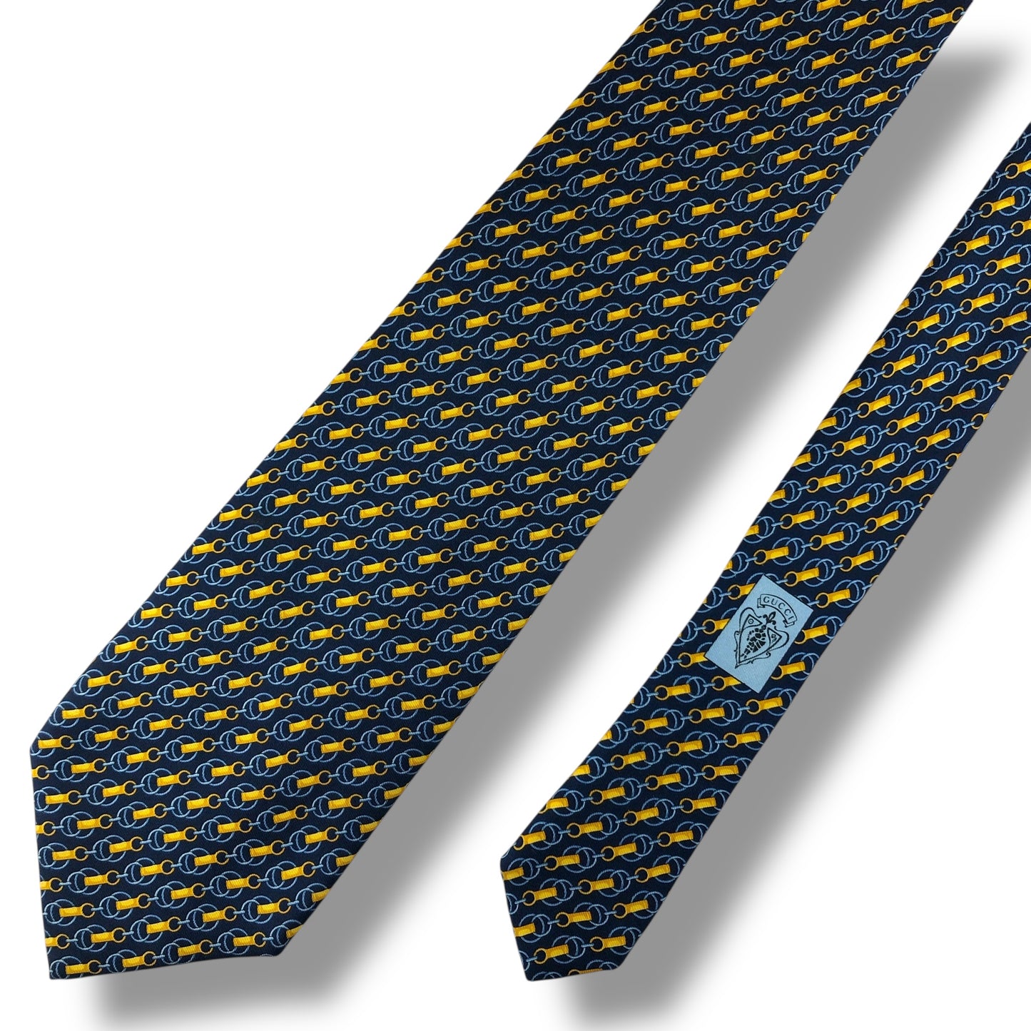 【7591】良品！グッチ　ネクタイ　ネイビー系