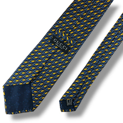 【7591】良品！グッチ　ネクタイ　ネイビー系
