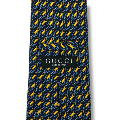 【7591】良品！グッチ　ネクタイ　ネイビー系