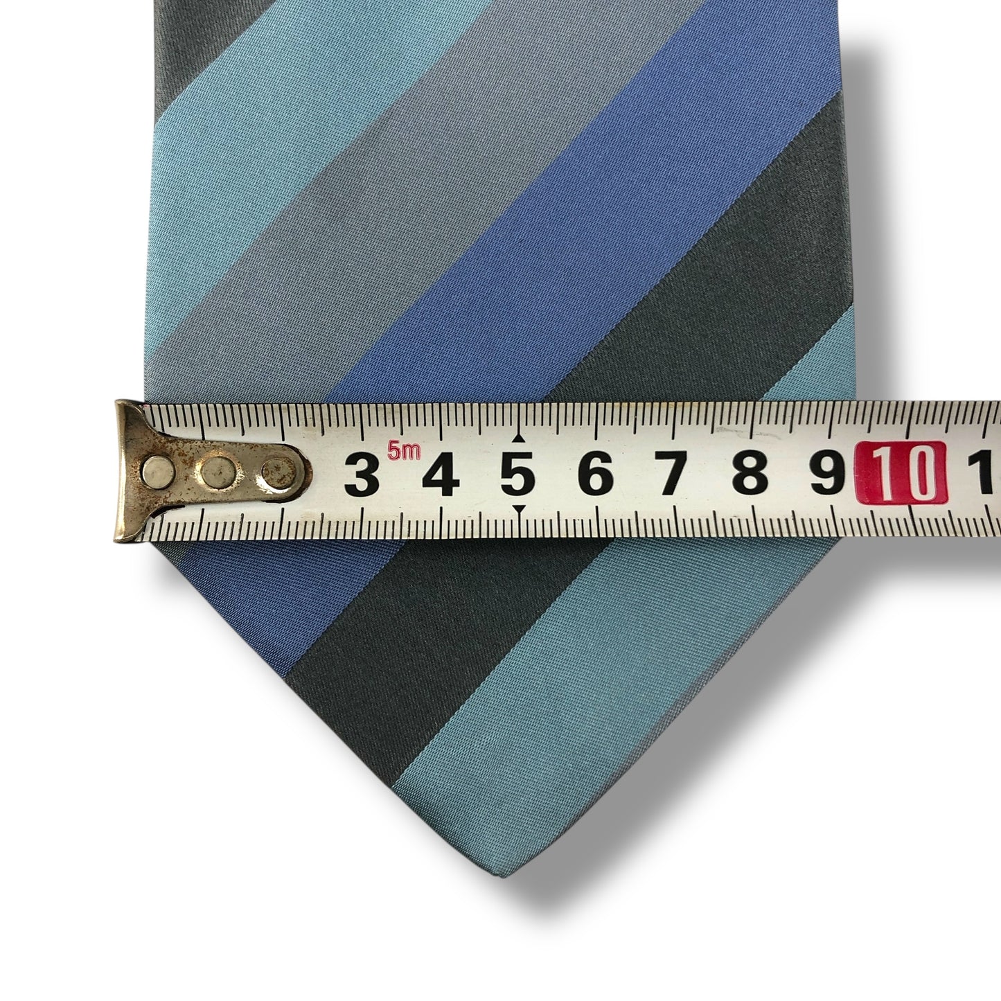 【7593】良品！グッチ　ネクタイ　水色系　ストライプ柄