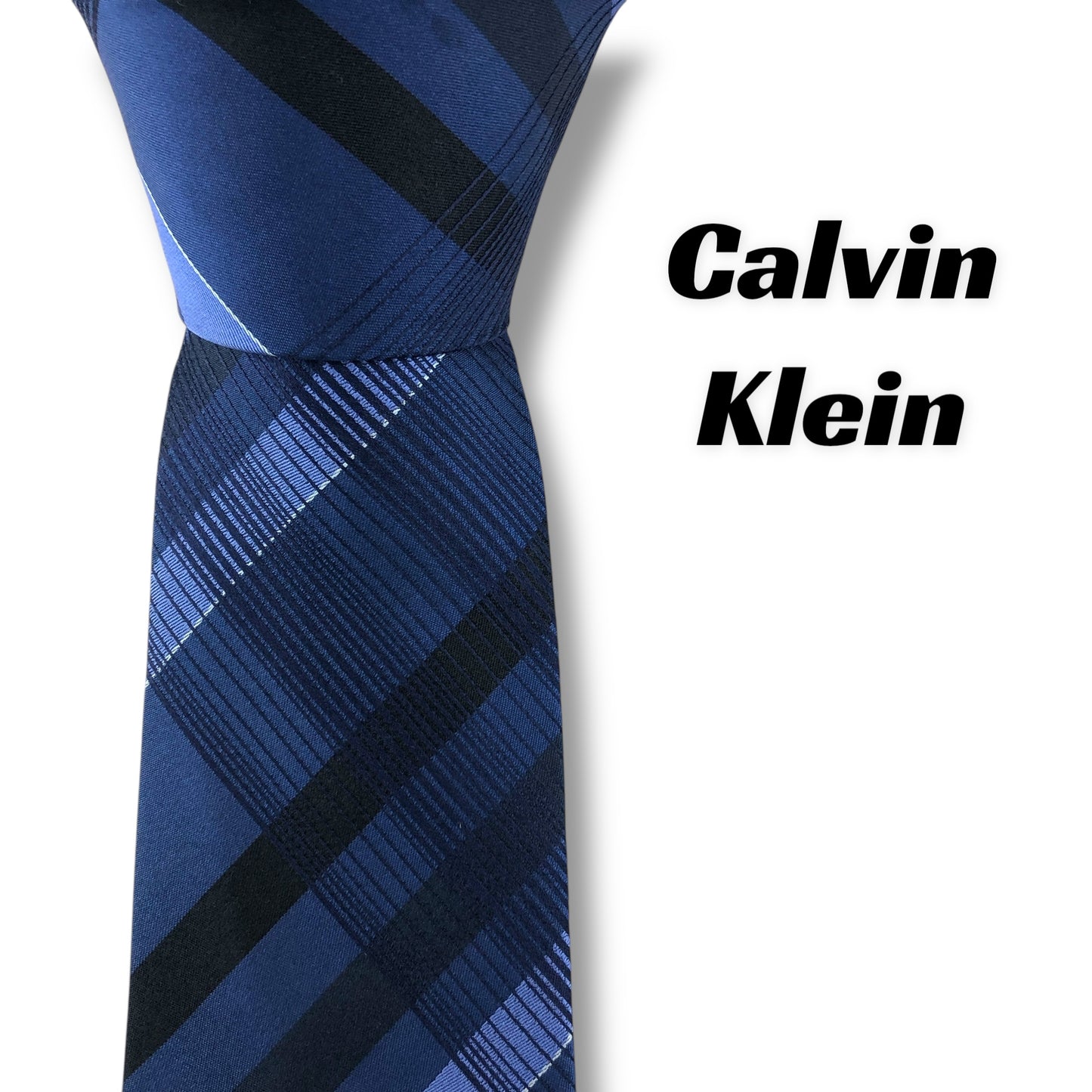 【7600】良品！カルバンクライン　ネクタイ　ブルー系