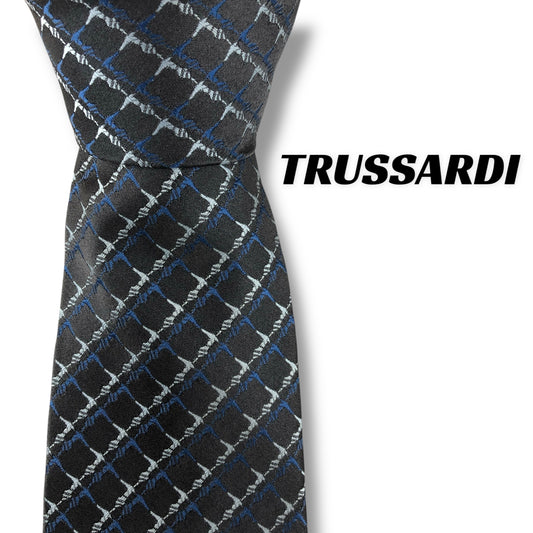 【7604】良品！トラサルディ　ネクタイ　グレー系　アイコン柄