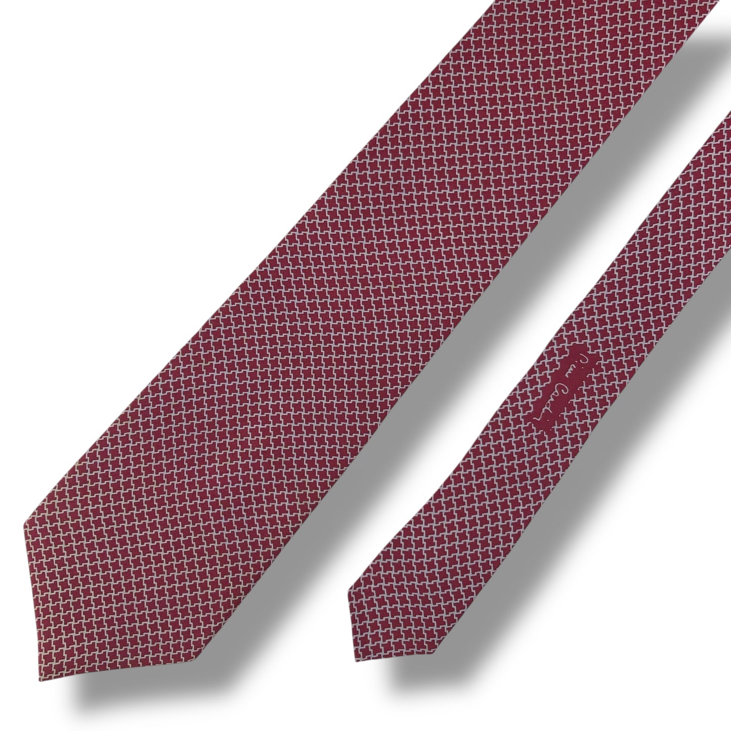 【7605】美品！ピエールカルダン　ネクタイ　ボルドー系