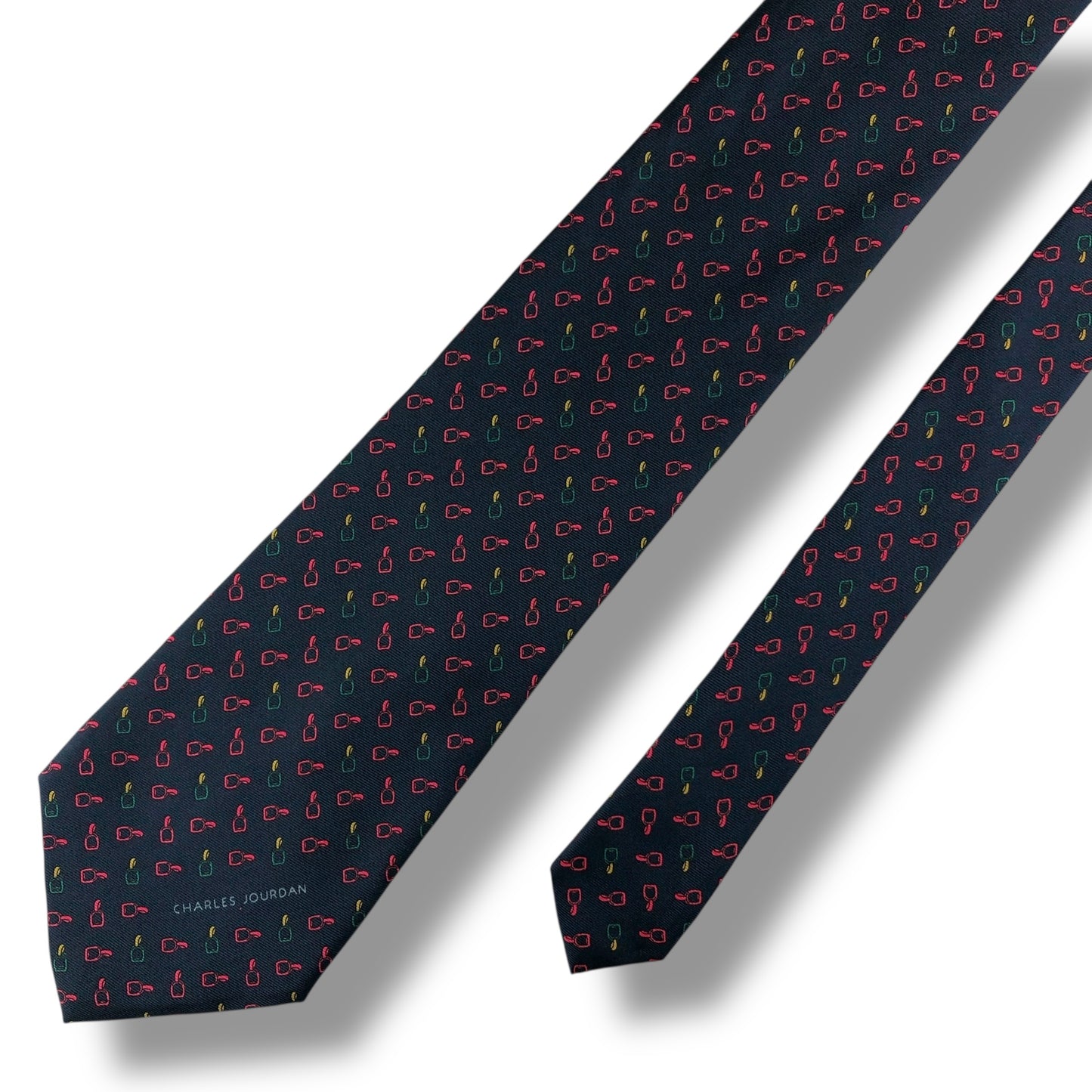 【7606】良品！シャルルジョルダン　ネクタイ　ネイビー系