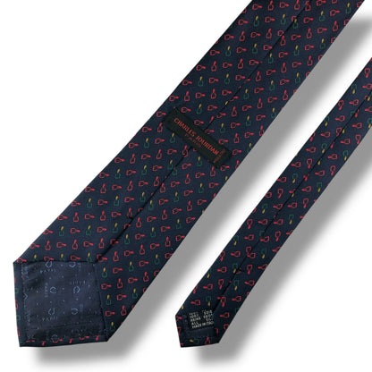 【7606】良品！シャルルジョルダン　ネクタイ　ネイビー系