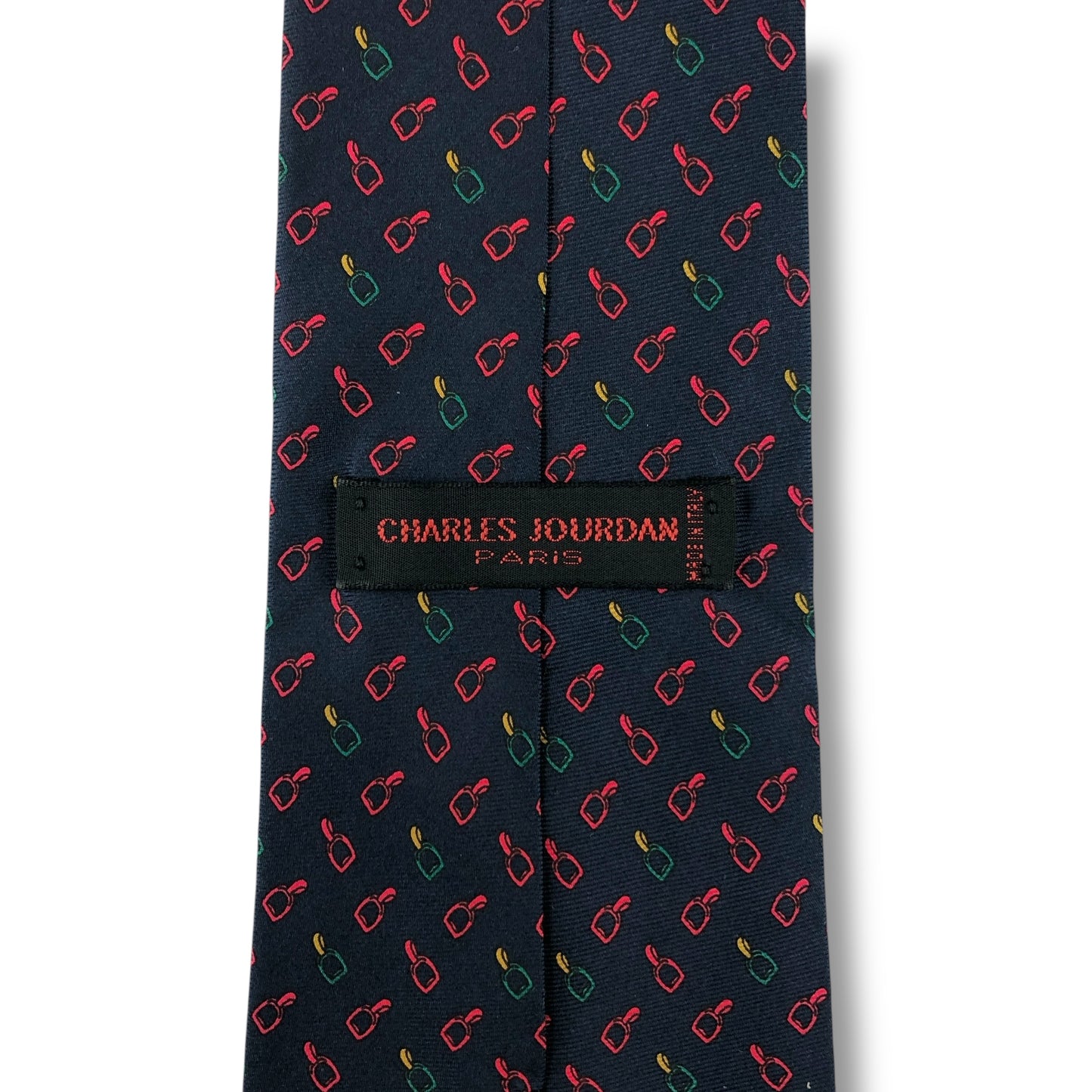 【7606】良品！シャルルジョルダン　ネクタイ　ネイビー系
