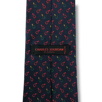 【7606】良品！シャルルジョルダン　ネクタイ　ネイビー系