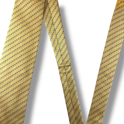 【7607】美品！フェラガモ　ネクタイ　イエロー・ゴールド系　ドット柄