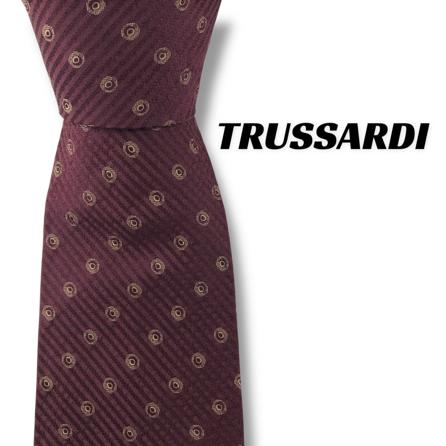 【7609】美品！トラサルディ　ネクタイ　ボルドー系