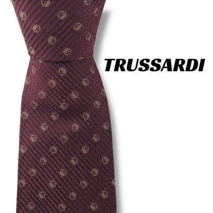 【7609】美品！トラサルディ　ネクタイ　ボルドー系