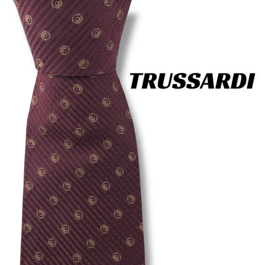 【7609】美品！トラサルディ　ネクタイ　ボルドー系