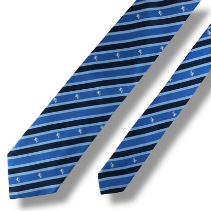 【7610】良品！バーバリー　ネクタイ　ブルー系　ストライプ柄