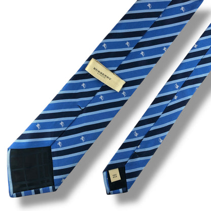 【7610】良品！バーバリー　ネクタイ　ブルー系　ストライプ柄