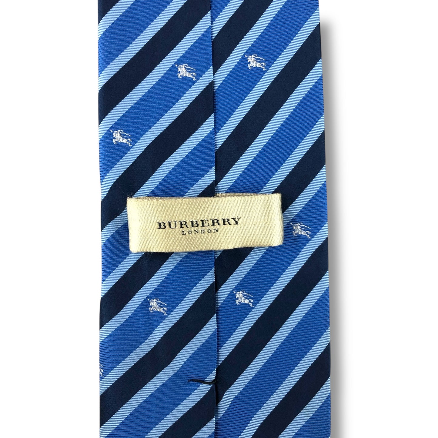 【7610】良品！バーバリー　ネクタイ　ブルー系　ストライプ柄