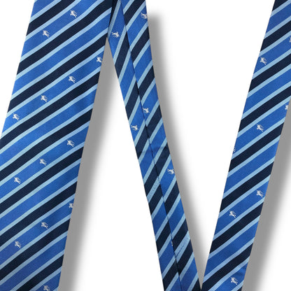 【7610】良品！バーバリー　ネクタイ　ブルー系　ストライプ柄