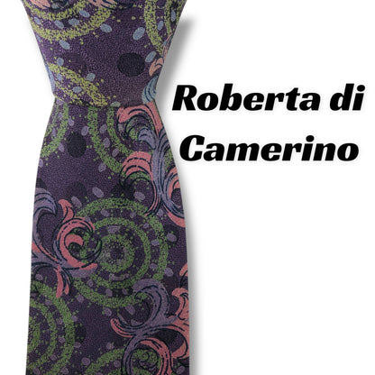 【7611】良品！ロベルタディカメリーノ　ネクタイ　パープル系