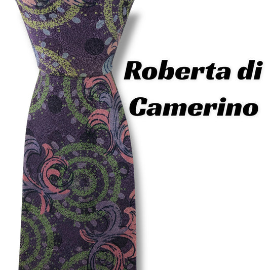 【7611】良品！ロベルタディカメリーノ　ネクタイ　パープル系