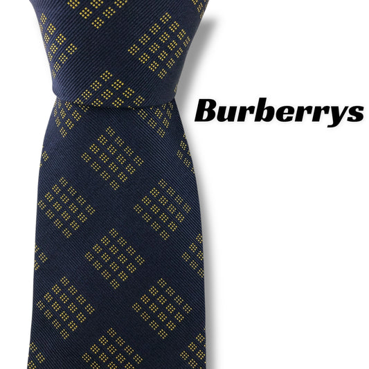 【7612】美品！バーバリー　ネクタイ　ネイビー系　ホースロゴ