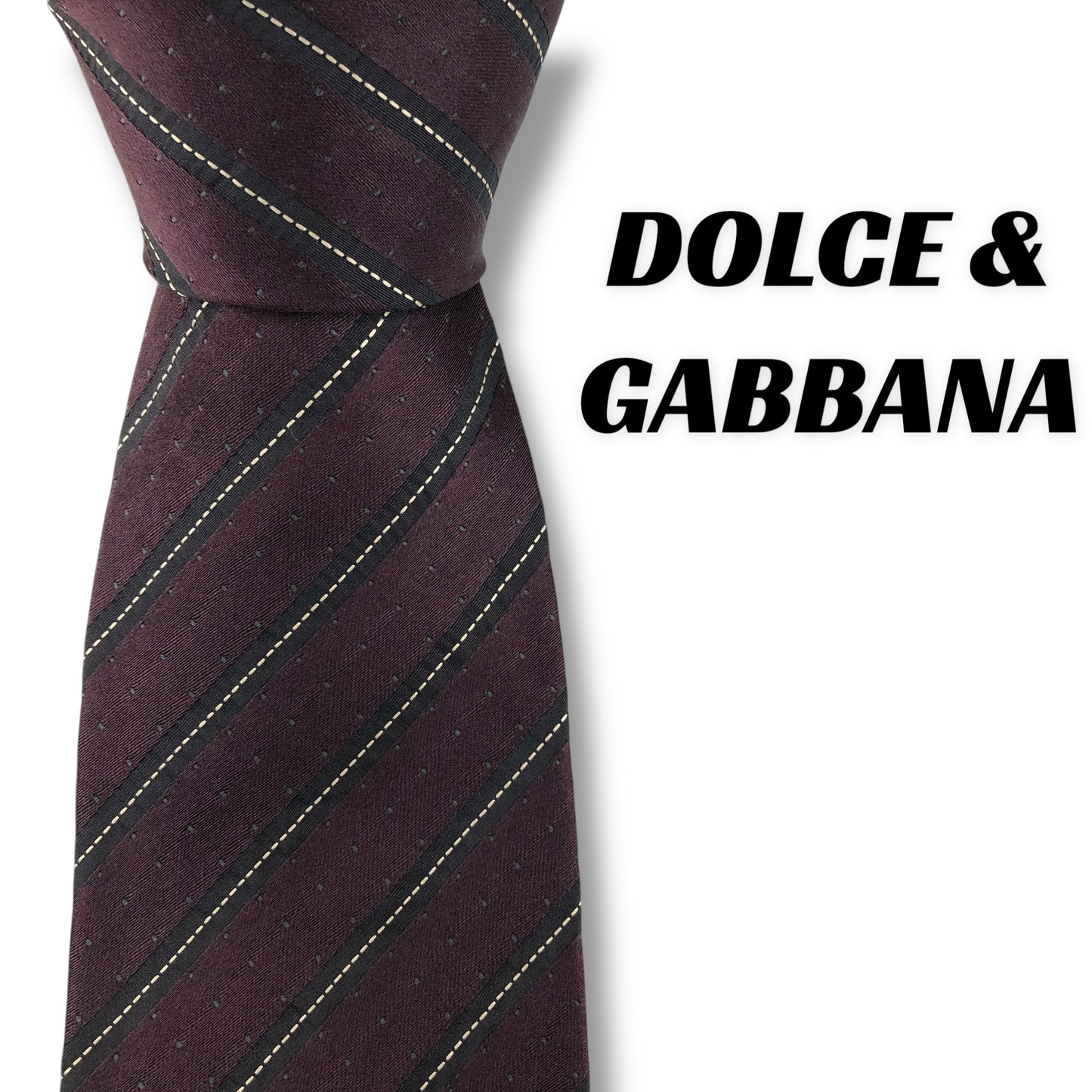 【7613】良品！ドルチェアンドガッバーナ　ネクタイ　ボルドー系
