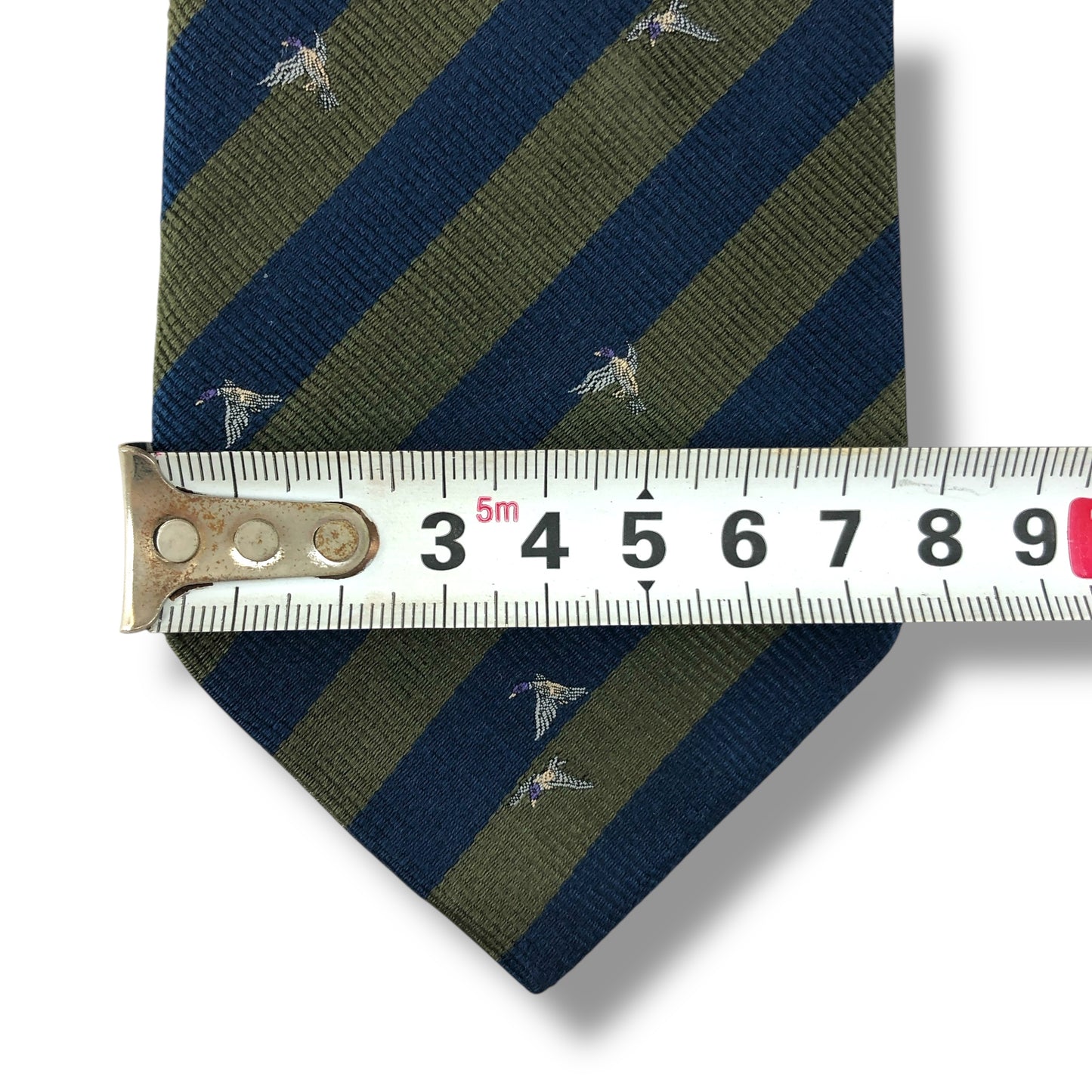 【7615】良品！バーバリー　ネクタイ　緑、青系　ストライプ柄