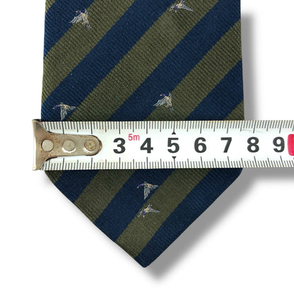 【7615】良品！バーバリー　ネクタイ　緑、青系　ストライプ柄