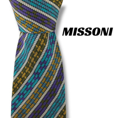 【7616】良品！ミッソーニ　ネクタイ　水色系