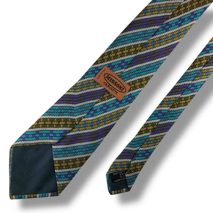 【7616】良品！ミッソーニ　ネクタイ　水色系