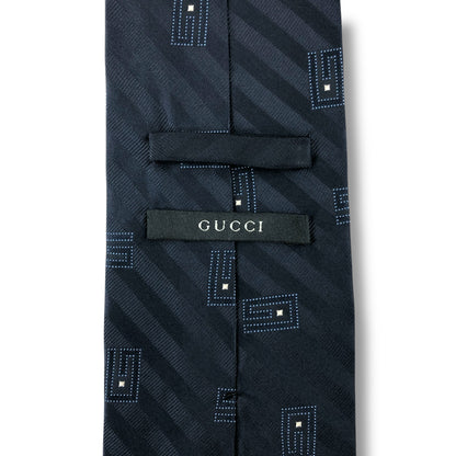 【7621】美品ー良品！グッチ　ネクタイ　ネイビー系　G柄