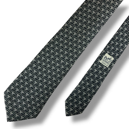 【7623】良品！エルメス　ネクタイ　ブラック系