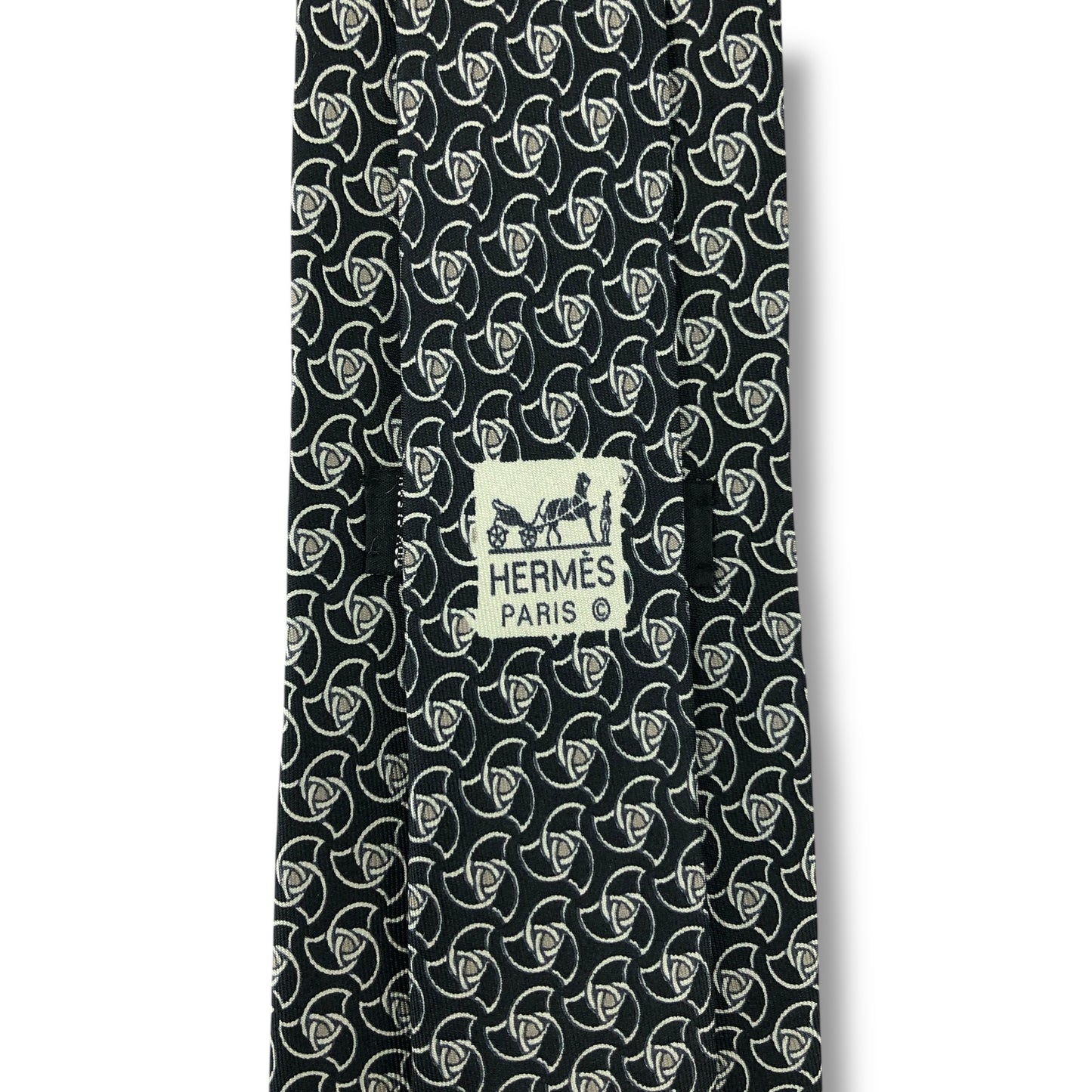 【7623】良品！エルメス　ネクタイ　ブラック系